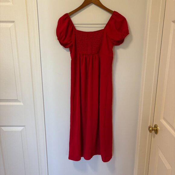 Monteau Los Angeles Red Dress Size Small with Puffy Sleeves - Picture 7 of 8